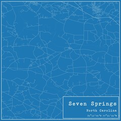 Blueprint US city map of Seven Springs, North Carolina.