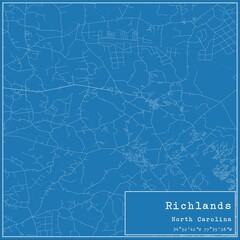 Blueprint US city map of Richlands, North Carolina.