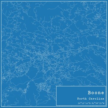 Blueprint US city map of Boone, North Carolina.