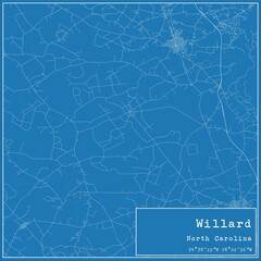 Blueprint US city map of Willard, North Carolina.