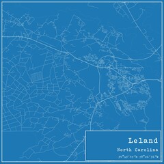 Blueprint US city map of Leland, North Carolina.