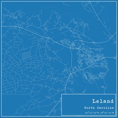 Fototapeta premium Blueprint US city map of Leland, North Carolina.