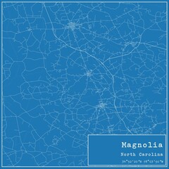 Blueprint US city map of Magnolia, North Carolina.