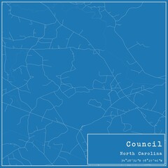 Blueprint US city map of Council, North Carolina.