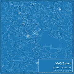 Blueprint US city map of Wallace, North Carolina.