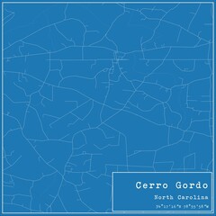 Blueprint US city map of Cerro Gordo, North Carolina.