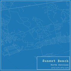 Blueprint US city map of Sunset Beach, North Carolina.