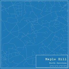 Blueprint US city map of Maple Hill, North Carolina.
