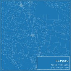 Blueprint US city map of Burgaw, North Carolina.