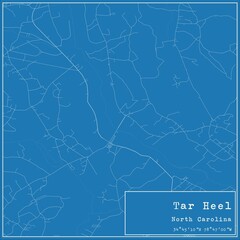 Fototapeta premium Blueprint US city map of Tar Heel, North Carolina.