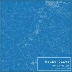 Blueprint US city map of Mount Olive, North Carolina.
