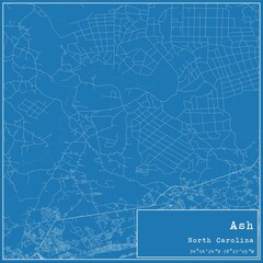 Blueprint US city map of Ash, North Carolina.