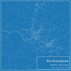 Blueprint US city map of Rockingham, North Carolina.