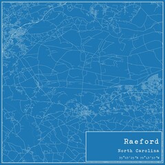 Blueprint US city map of Raeford, North Carolina.