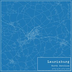 Blueprint US city map of Laurinburg, North Carolina.