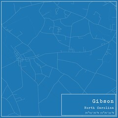 Blueprint US city map of Gibson, North Carolina.