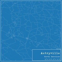 Blueprint US city map of Autryville, North Carolina.