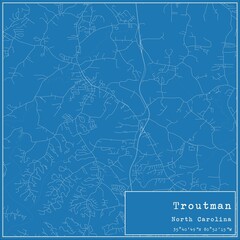 Fototapeta premium Blueprint US city map of Troutman, North Carolina.