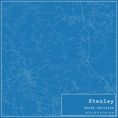 Blueprint US city map of Stanley, North Carolina.