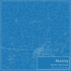Blueprint US city map of Shelby, North Carolina.