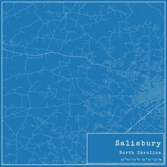 Blueprint US city map of Salisbury, North Carolina.