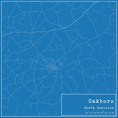 Blueprint US city map of Oakboro, North Carolina.