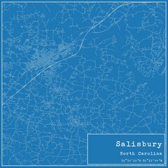 Blueprint US city map of Salisbury, North Carolina.