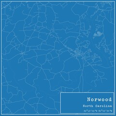 Blueprint US city map of Norwood, North Carolina.