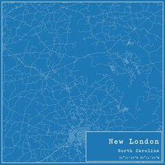 Blueprint US city map of New London, North Carolina.
