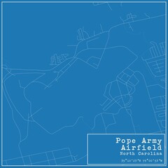 Blueprint US city map of Pope Army Airfield, North Carolina.