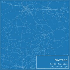 Blueprint US city map of Morven, North Carolina.