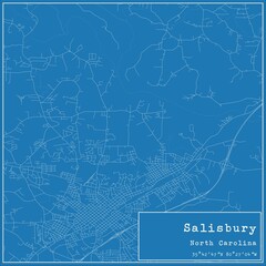 Blueprint US city map of Salisbury, North Carolina.