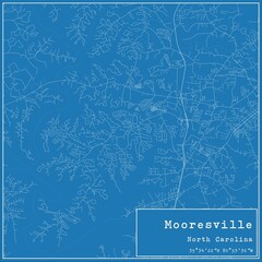 Blueprint US city map of Mooresville, North Carolina.