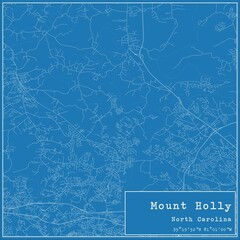 Blueprint US city map of Mount Holly, North Carolina.