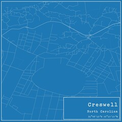 Blueprint US city map of Creswell, North Carolina.