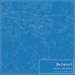 Blueprint US city map of Belmont, North Carolina.