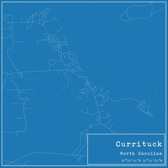 Blueprint US city map of Currituck, North Carolina.