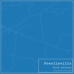 Blueprint US city map of Powellsville, North Carolina.
