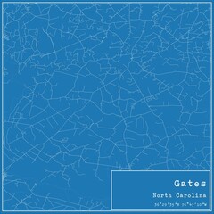 Blueprint US city map of Gates, North Carolina.