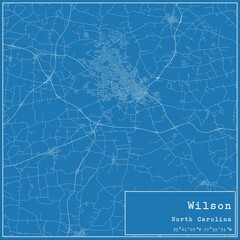Blueprint US city map of Wilson, North Carolina.