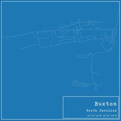 Fototapeta premium Blueprint US city map of Buxton, North Carolina.