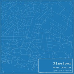 Fototapeta premium Blueprint US city map of Pinetown, North Carolina.
