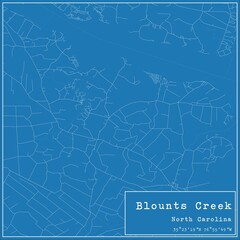 Blueprint US city map of Blounts Creek, North Carolina.