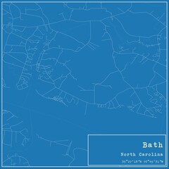 Blueprint US city map of Bath, North Carolina.