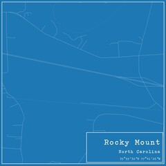 Blueprint US city map of Rocky Mount, North Carolina.