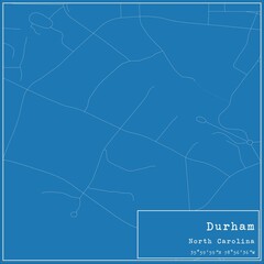 Blueprint US city map of Durham, North Carolina.