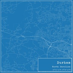 Blueprint US city map of Durham, North Carolina.