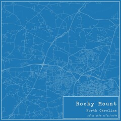 Blueprint US city map of Rocky Mount, North Carolina.