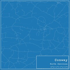 Blueprint US city map of Conway, North Carolina.