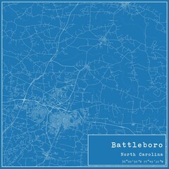Fototapeta premium Blueprint US city map of Battleboro, North Carolina.
